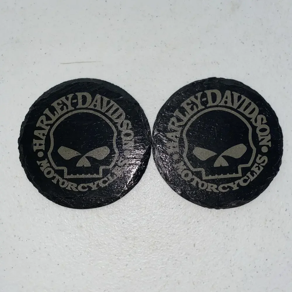 Harley Davidson Willie G. Skull Design Coasters Set of 2 Black Jagged Edge Rock